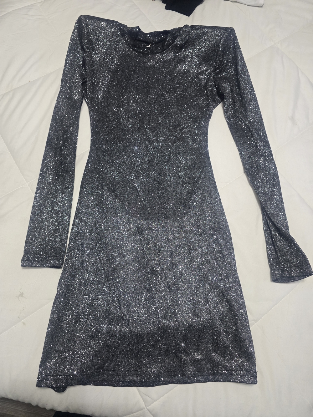 Sparkle Long-Sleeve Party Dress - Silver